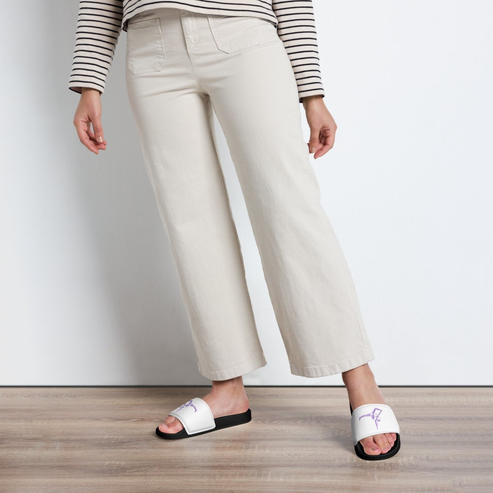White Faux Leather Slides: Cushioned Summer Sandals
